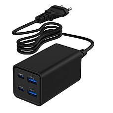 Зарядний пристрій Gembird 2xUSB-C PD65W + 2xUSB QC3.0 30W black (TA-UC-2A2C-PD65-01-BK)