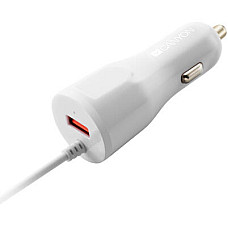 Автомобільний зарядний пристрій Canyon (1USB, 2.4A) White (CNE-CCA033W) + кабель Lightning