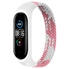 Ремінець BeCover Elastic Nylon Style для Xiaomi Mi Smart Band 5/Mi Smart Band 6 Size M Pink/White (706153)