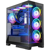 Корпус Modecom VOLCANO SPACE APEX ARGB 4x140mm fans MIDI USB 3.0x2+TYPE-C BLACK без БЖ ATX (AT-SPACE-PG-10-000000-000) (1830758)