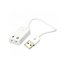 Звукова карта USB AUX jack, 2*TRS (Mic + Ear), Virtual 7.1 Channel, C-Media, кабель 25 см, біла (B00812)