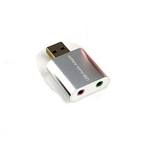Звукова плата USB, 2 Channel mini, C-Media chip, RTL, срібляста (B00668) (1568632)