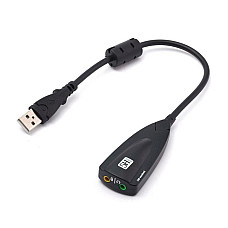 Звукова карта USB AUX jack, 2*TRS (Mic + Ear)  Virtual 7.1 Channel, C-Media, кабель 25 см, чорна (B00811)