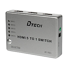 Комутатор 4K@30Hz HDMI 5x1 Dtech DT-7021 (MS) (1838833)