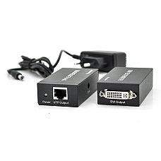 Активний подовжувач DVI 60m по кручений парі через RJ-45, Black, BOX (1625634)