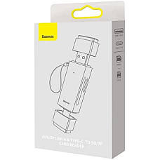 Зчитувач флеш-карт Baseus USB-A + USB-C to SD/TF gray (WKQX060113)
