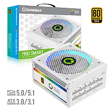 Блок живлення 750W, 80 Gold,ARGB ring fan 140mm,fu lly modularOPP, OVP, UVP, OCP, OTP, SCP RGB 750 PRO WH (ATX3.1PCIe5.1) GAMEMAX (RGB 750 PRO WH (ATX3.1PCIe5.1))