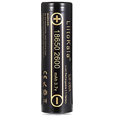 Акумулятор 18650 2600mAh Li-Ion, (2450-2650mah), 3.7V (2.75-4.2V), Blac Liitokala (Lii-26A)
