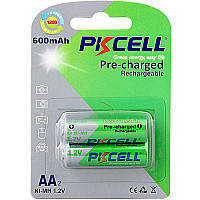 Акумулятор AA 600mAh, 1.2V Ni-MH, RTU rechargeable battery, PKCELL, 2pcs/card (AA600-2B RTU) (1710330)
