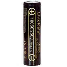 Акумулятор 18650 2500mAh Li-Ion, (2450-2650mah), 3.7V (2.75-4.2V), Blac Liitokala (Lii-25A)
