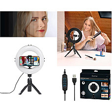Трипод смартфону Hama Smart-80 V2,  кулястий, 9.5cм, Bluetooth, зі світлодіодним кільцем, чорний (00004657) (1472259)