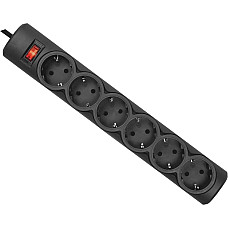 Power filtr 5,0м Defender DFS 155, чорний, 6 розеток, з вимикачем (994960) (1614902)