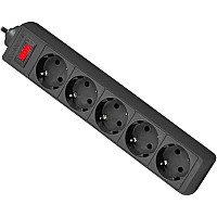 Power filtr 1,8м Defender ES, чорний , 5 розеток, з вимикачем (994840) (1614906)