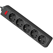 Power filtr 1,8м Defender ES, чорний , 5 розеток, з вимикачем (994840) (1614906)