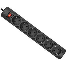 Power filtr 3,0м Defender DFS 153, чорний, 6 розеток, з вимикачем (994950) (1614907)