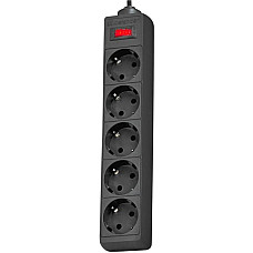 Power filtr 3,0м Defender ES, 5 розеток, чорний (994850) (1666308)