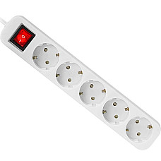 Power filtr 1.8м Defender S518, білий, 5 розеток, з вимикачем, з заземленням (992410) (1614911)