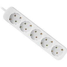 Power filtr 5.0м Defender E550, білий, 5 розеток, вимикач з заземленням (992310) (1614913)