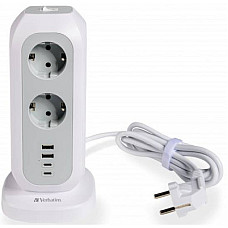 Європейський  мультиштекерний подовжувач Verbatim Power Tower EUPT-01 EU ( 11 роз/2xUSB-C/2xUSB-A )-2 м (49547)