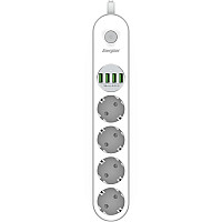Power filtr 2.0м Energizer 4 розетки, 4xUSB 3.4A, з заземленням білий (EPB2500W00EU)