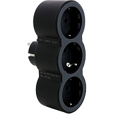 Мережевий розгалужувач LEGRAND СТАНДАРТ 3х2К+З фронтальні розетки , колір Чорний (694519)