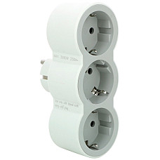 Мережевий розгалужувач LEGRAND СТАНДАРТ 3х2К+З фронтальні розетки , колір Білий/Сірий (694518)