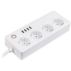 Мережевий подовжувач TUYA Smart 1.8м, 16A, 4*розетки/4*USB (HS082383) (1714180)