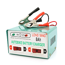Автомобільний зарядний пристрій 6V / 12V 8А, c індикацією, AC 200V-240V, DC 6V-12V / 0.9A + крокоділли, Q20 (1625592)