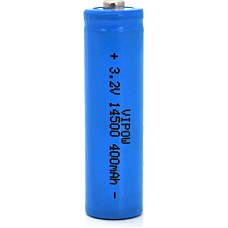 Акумулятор 14500 LiFePO4 (size AA), 400mAh, 3.2V, TipTop, blue Vipow (IFR14500-400mAhTT / 21438)