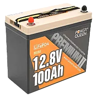 Аккумуляторна батарея (Power Queen LiFePO4 12.8В 100А•г Mini 1280Вт•г)