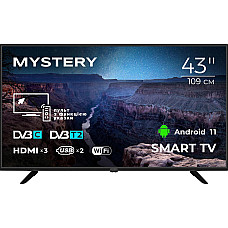 Телевiзор 43 Mystery MTV-4350FST2 Full HD/Smart/Android 11/2xUSB 2.0/Wi-Fi/Miracast/Black (MTV-4350FST2) (1410379)