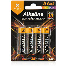 Батарейка AA LR6 Alkaline 4pcs Blister Vinga (VJABAA4)