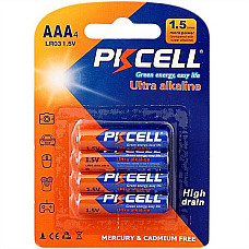 Батарейка AAA/HR3, 1.5V, Лужна, PKCELL, 4pc/card (LR03-4B) (1710388)