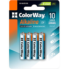 Батарейка ColorWay AAA LR03 Alkaline Power (лужні) * 8 blister (CW-BALR03-8BL)