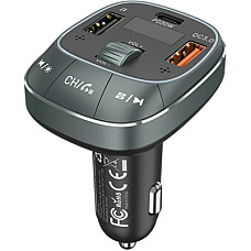 FM модулятор Vention PD 54W 3-Port USB (C+A+A) LED/USB Flash/Bluetooth, вольтметр (FFLB0) (1805965)