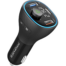 FM модулятор Promate PowerTune 38w USB-A OTG/USB-A QC3.0/USB-C PD Black (powertune-38w.black)