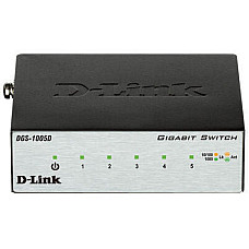 Комутатор D-Link DGS-1005D/E (5-Port 10/100/1000Mbps Gigabit Ethernet Switch, Plastic) (DGS-1005D/E)