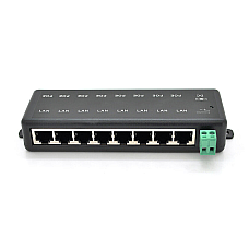 8-портовий POE-інжектор живлення, з 8xRJ45 портами Ethernet 10 / 100Мбит / с, IEEE802.3af / at, 12-48V, PIN45+/78- (1584981)