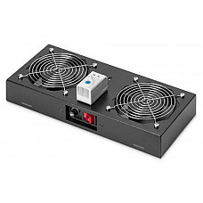Блок вентиляторів DIGITUS 19" Roof Wall Mount, 2 fans, thermostat, RAL 9005 (1618403)