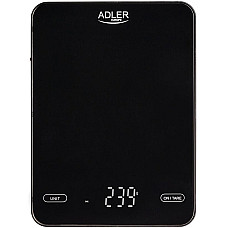 Ваги кухонні Adler AD 3177 black електронні/ 10кг/ г; мл, унція/ USB type C/ автовимкнення/ скло (AD3177B)