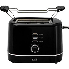 Тостер Adler AD 3224 black 850Вт/ 2 відділення/7 режимів підсмажування/розморожування/підігрів булок (AD3224B)