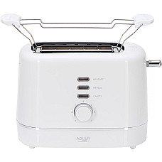 Тостер Adler AD 3224 white 850Вт/ 2 відділення/7 режимів підсмажування/розморожування/підігрів булок (AD3224W)