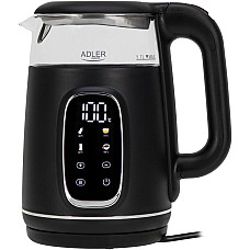 Електрочайник Adler AD 1305 black silver 1850-2200Вт/ 1.7л/ скло/ встановлення температури/ (AD1305BS)