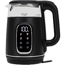 Електрочайник Adler AD 1305 black silver 1850-2200Вт/ 1.7л/ скло/ встановлення температури/ (AD1305BS)