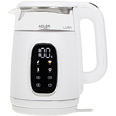 Електрочайник Adler AD 1305 white silver 1850-2200Вт/ 1.7л/ скло/ встановлення температури/ (AD1305WS)