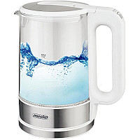 Електрочайник Mesko MS 1301 white 1850-2200Вт/ 1.7л/ скло/ встановлення температури (MS1301W)