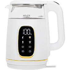 Електрочайник Adler AD 1305 white gold 1850-2200Вт/ 1.7л/ скло/ встановлення температури/ (AD1305WG)