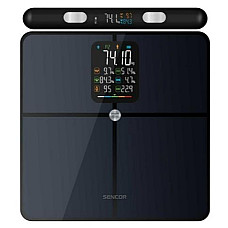 Ваги Sencor підлогові діагностичні, 180кг, підсвіч., дисплея, підкл. до смартфону, 4хAAA, скло, темно-синій (SBS9102BK)