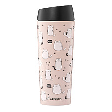 Термокружка Ardesto Coffee Time Cats 450мл, нержавіюча сталь, коричневий (AR2645FC) (1769712)