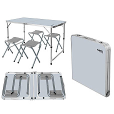 Набір стіл та стільці розкладні Neo Tools, стіл 60х120х60см, 4 стільці 36х34Х27см, 6.9кг (63-159) (1841299)